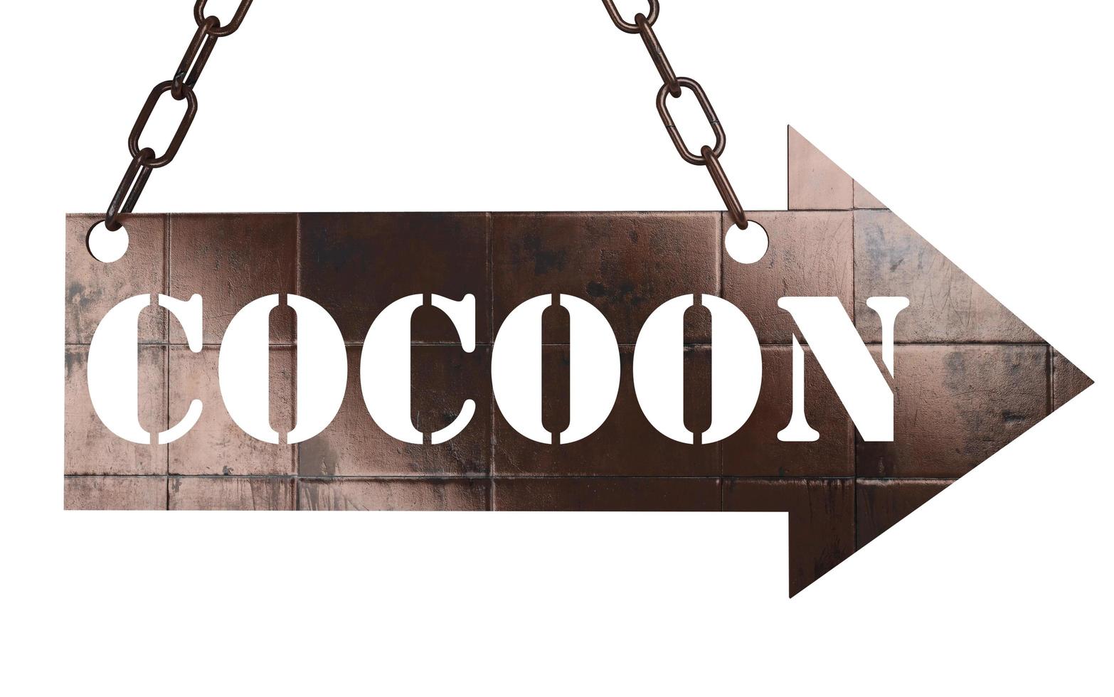 cocoon word on metal pointer photo