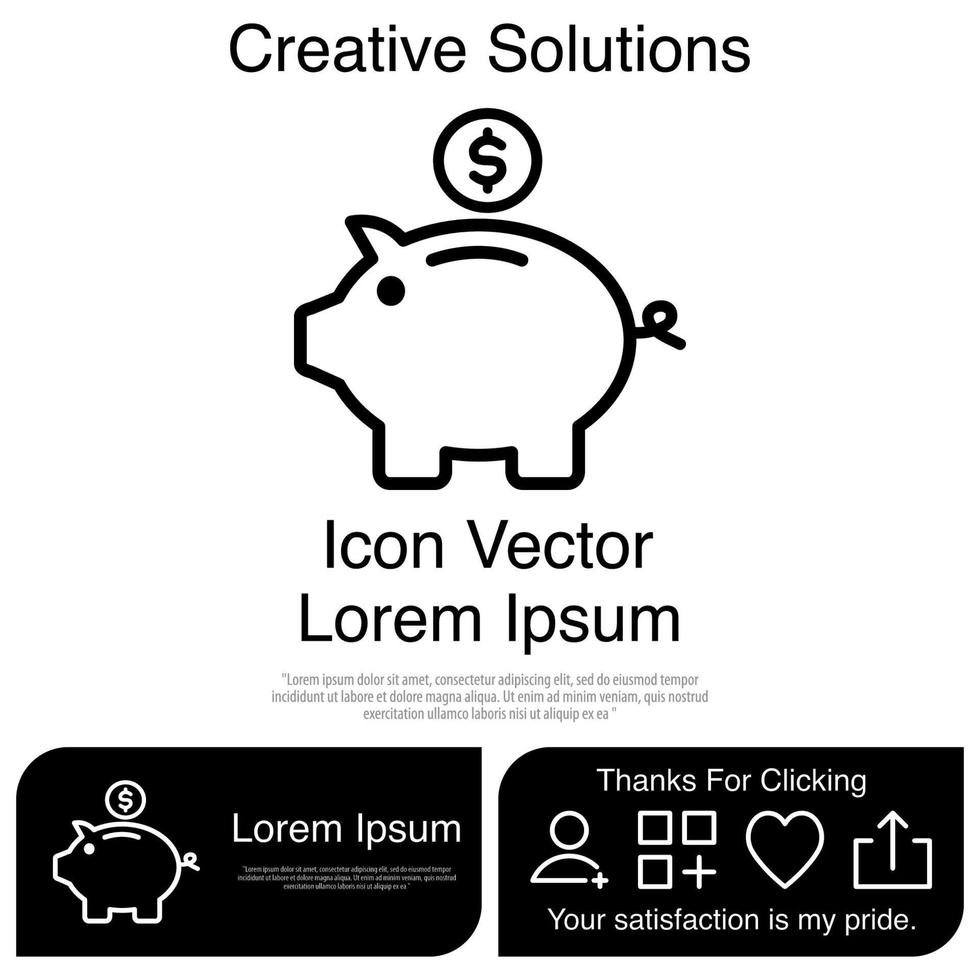 Piggy Bank Icon Vector EPS 10