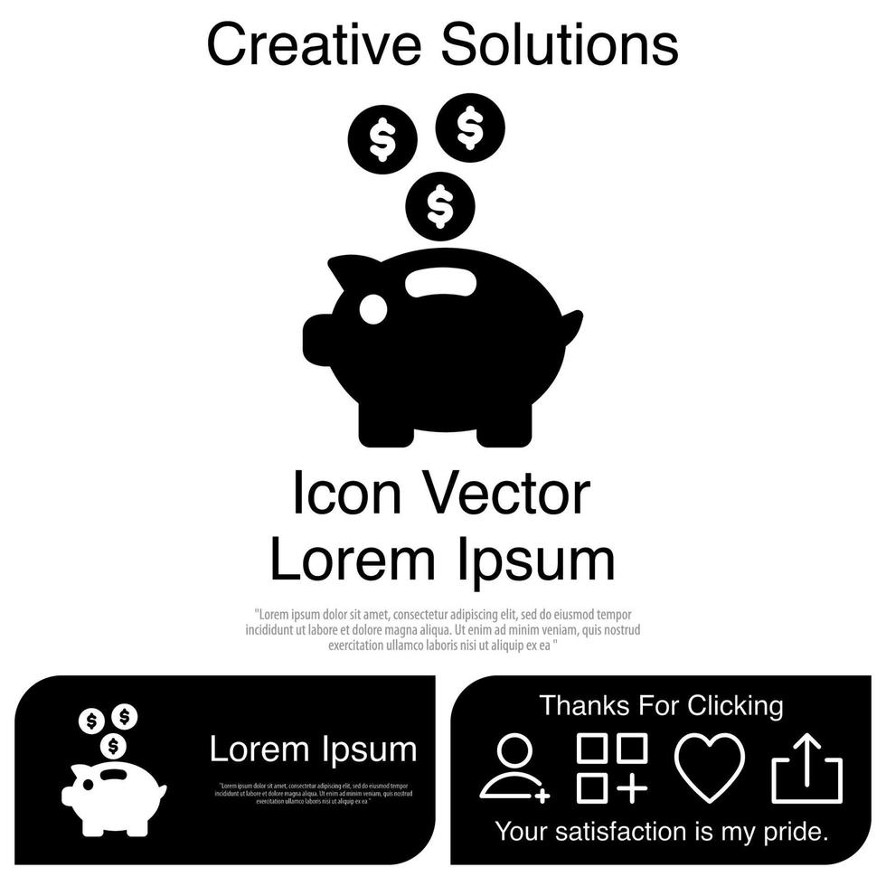 Piggy Bank Icon Vector EPS 10