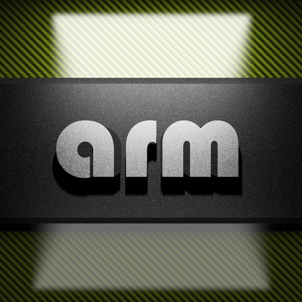 arm word of iron on carbon photo