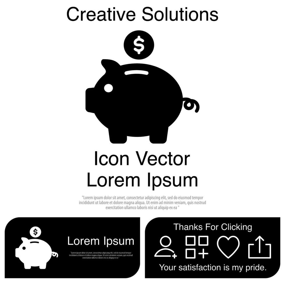 Piggy Bank Icon Vector EPS 10