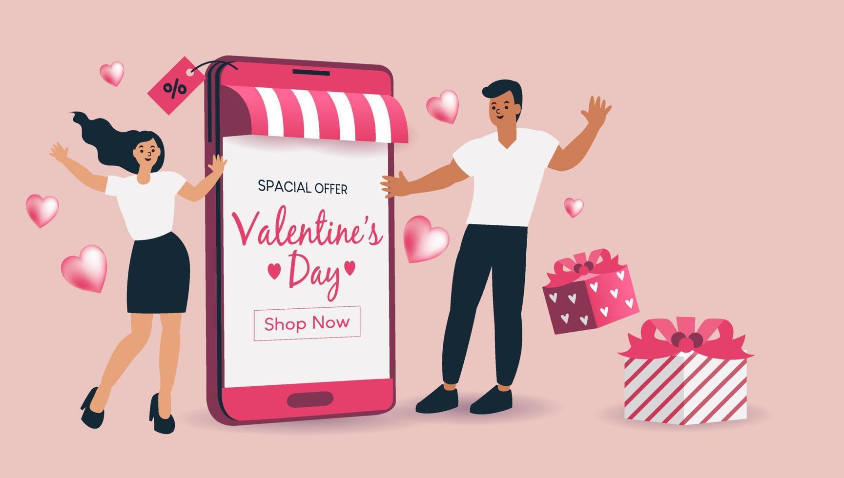 Women happy with shopping on mobile pay by credit card. Shopping online in an online store on a website or mobile application. vector concept loves shopping. Design for Sale banner, Digital marketing.