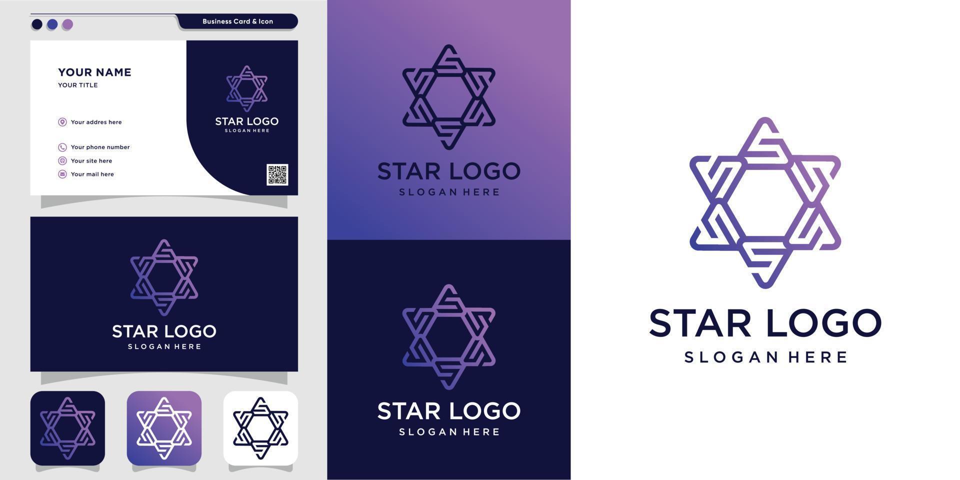 Star logo and business card design illustration Premium Vector