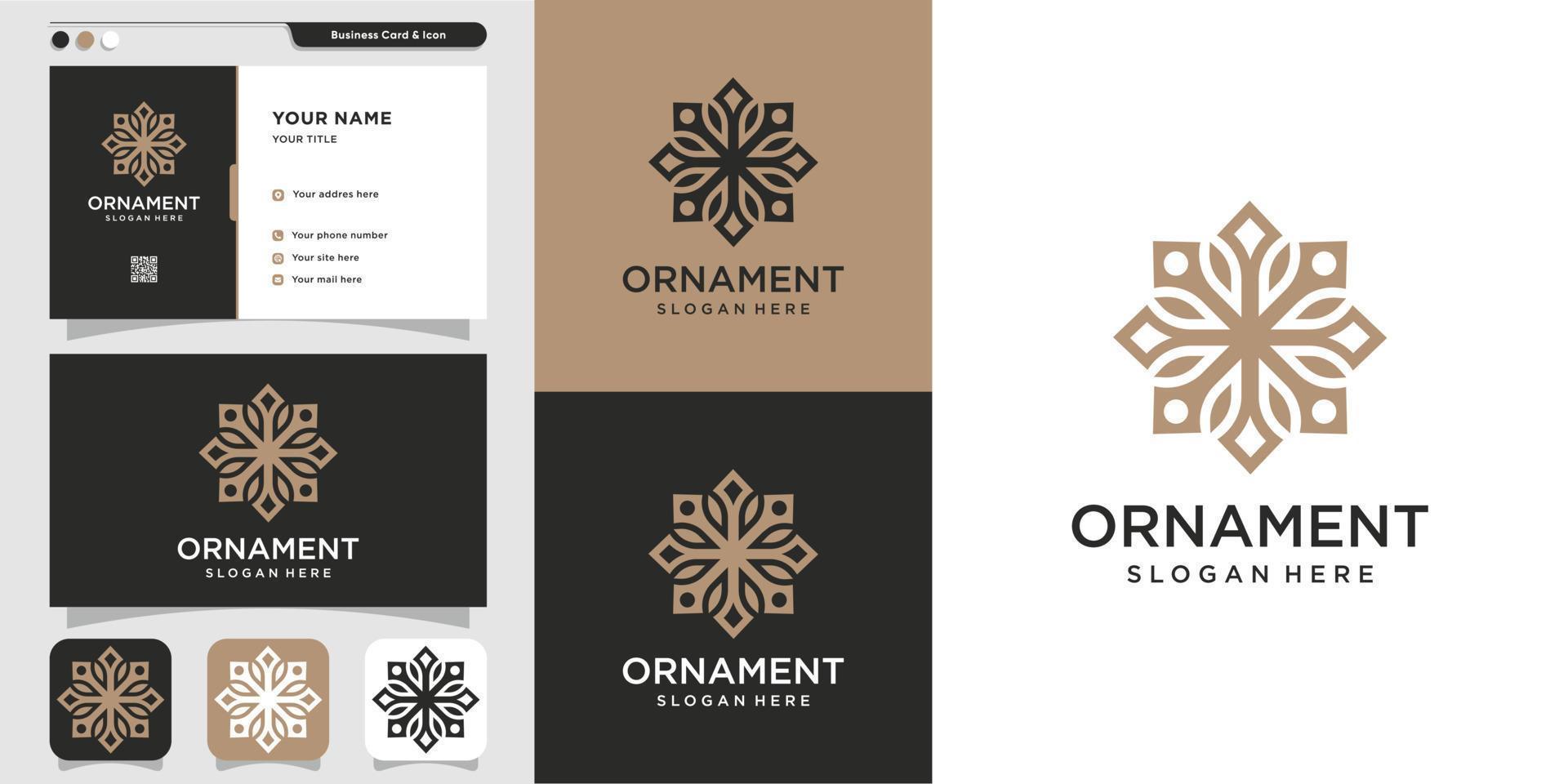 Luxury ornament logo and business card design, luxury, abstract, beauty, icon Premium Vector