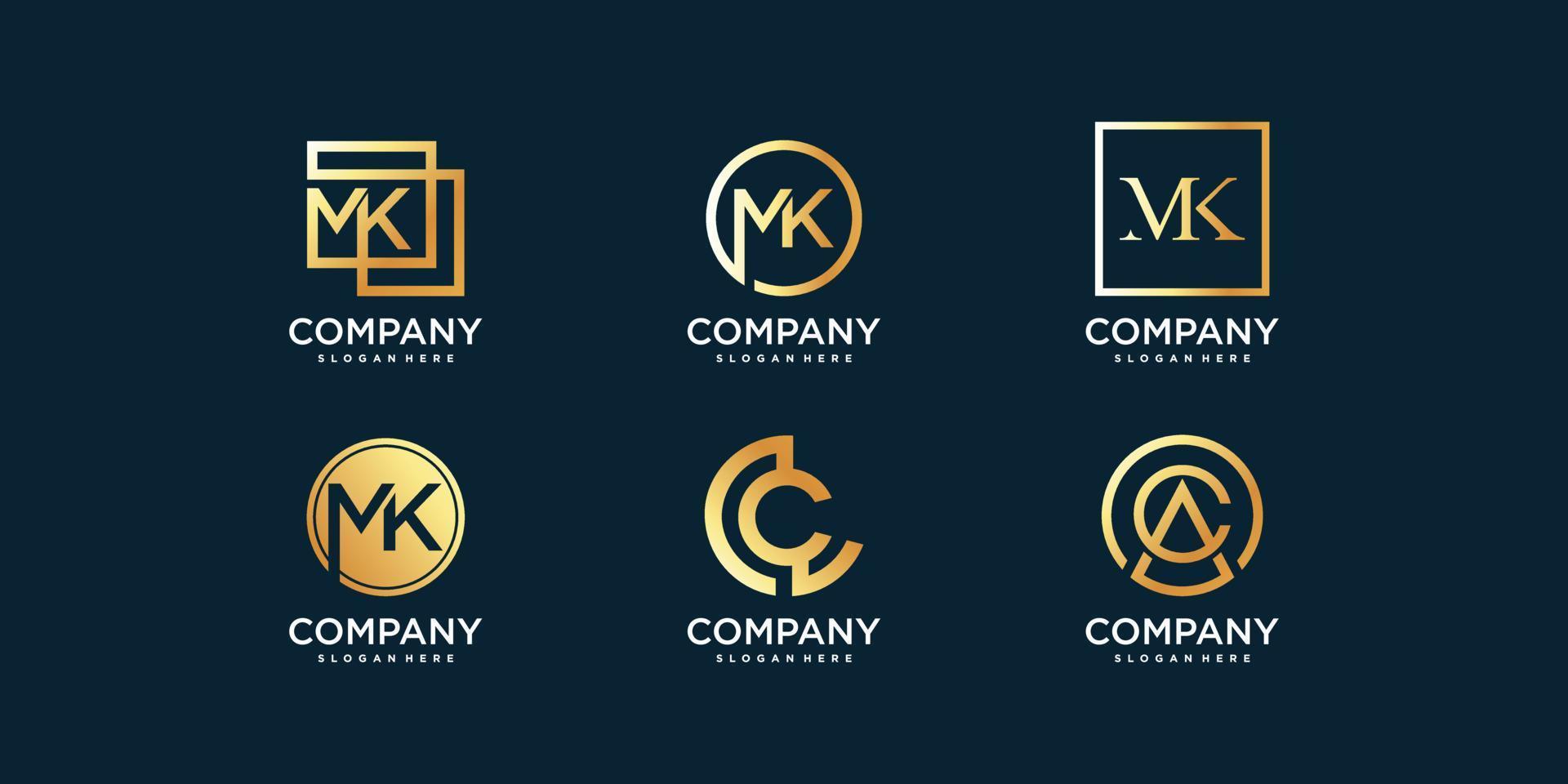 colección de logotipos con plantilla de diseño de concepto dorado, inicial, logotipo, vector premium