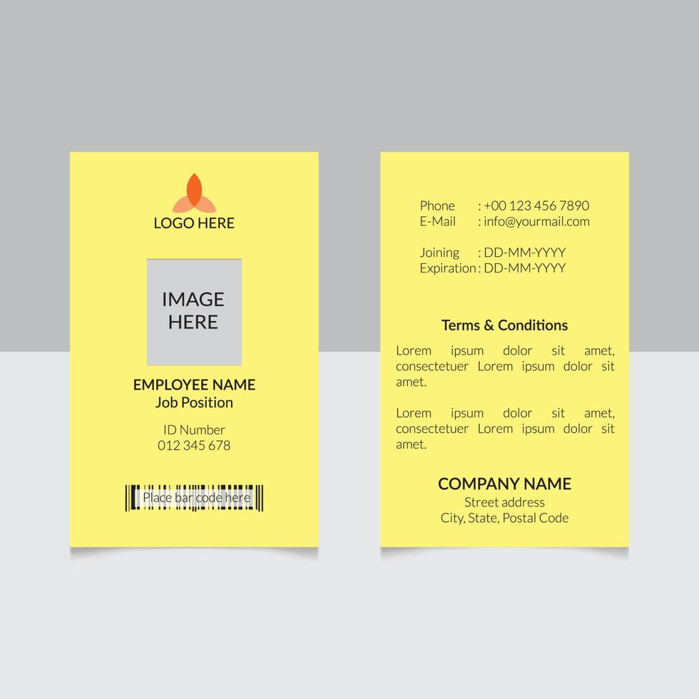 ID Card Design Vector Template Front and Back Side