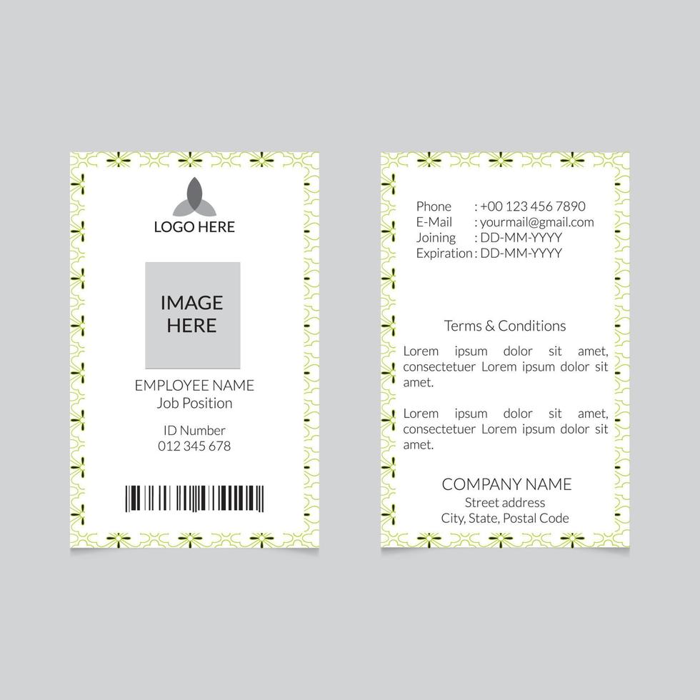 Professional ID Card Design Vector Template Front and Back Side