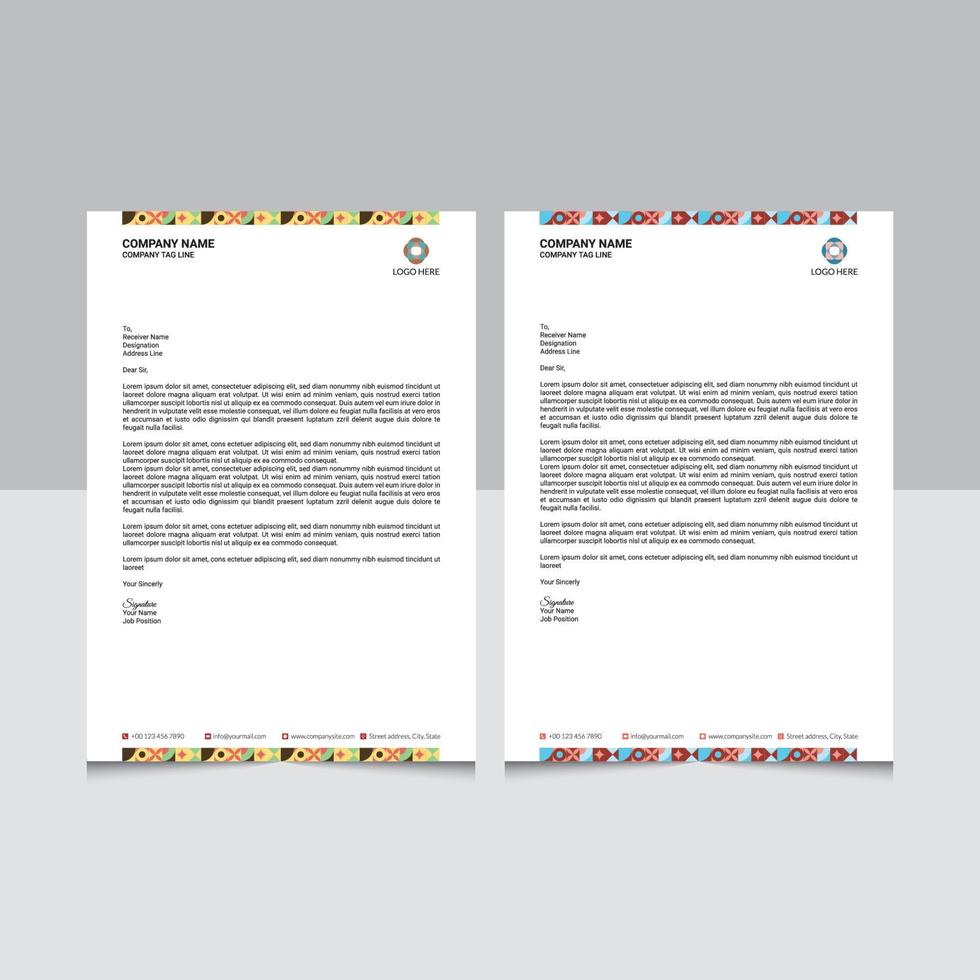 Professional Letterhead Design Vector Template With Logo Item