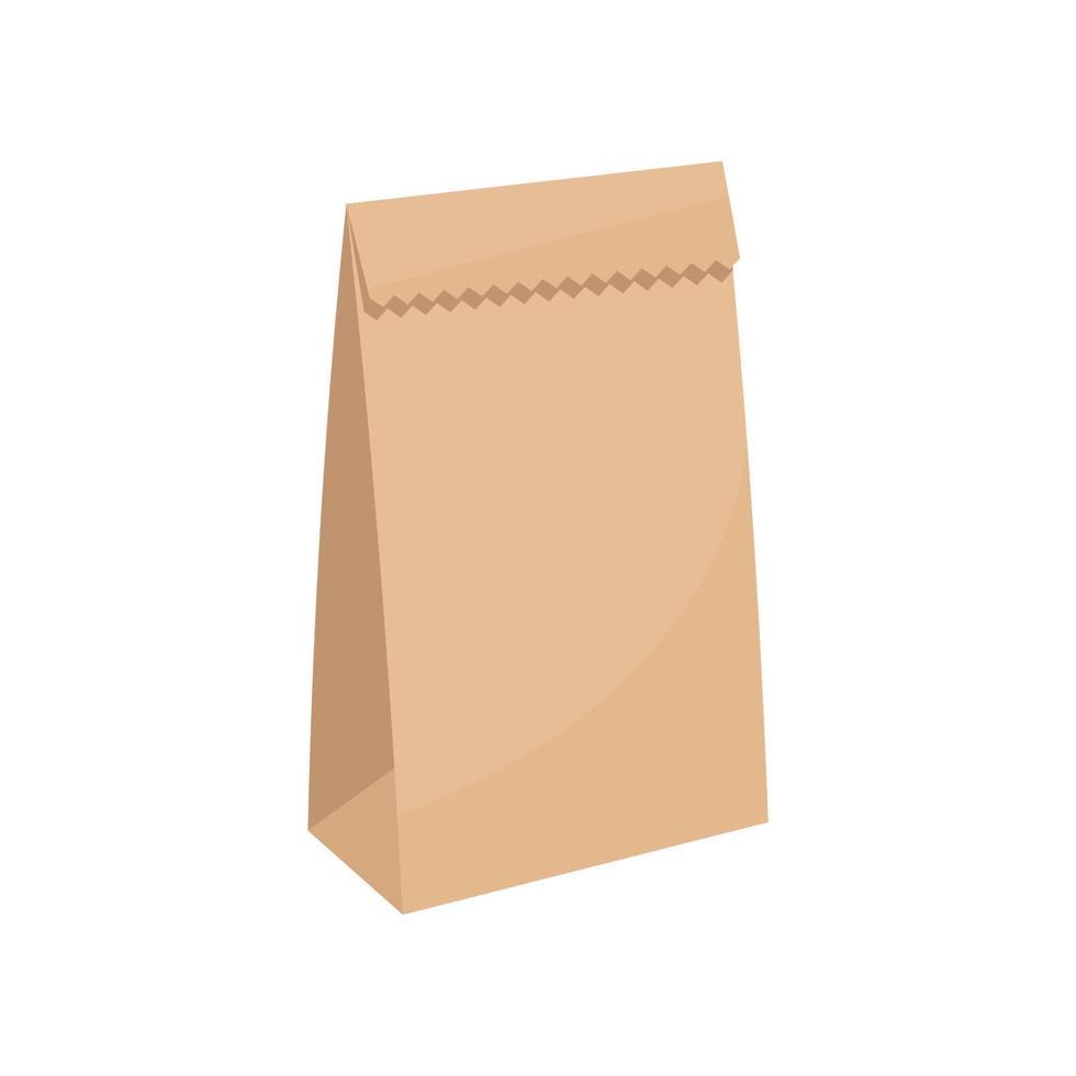 flat design paper bag isolated on white background vector