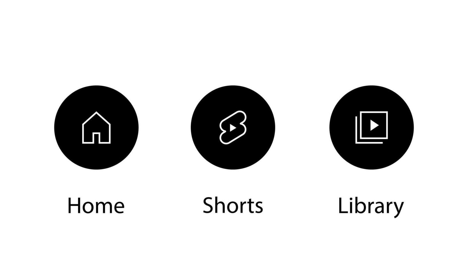 Home, Shorts, and Library Button Icon Vector in Circle Shape