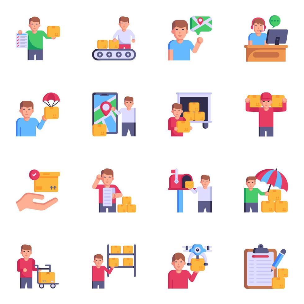 Collection of Logistics Flat Icons vector