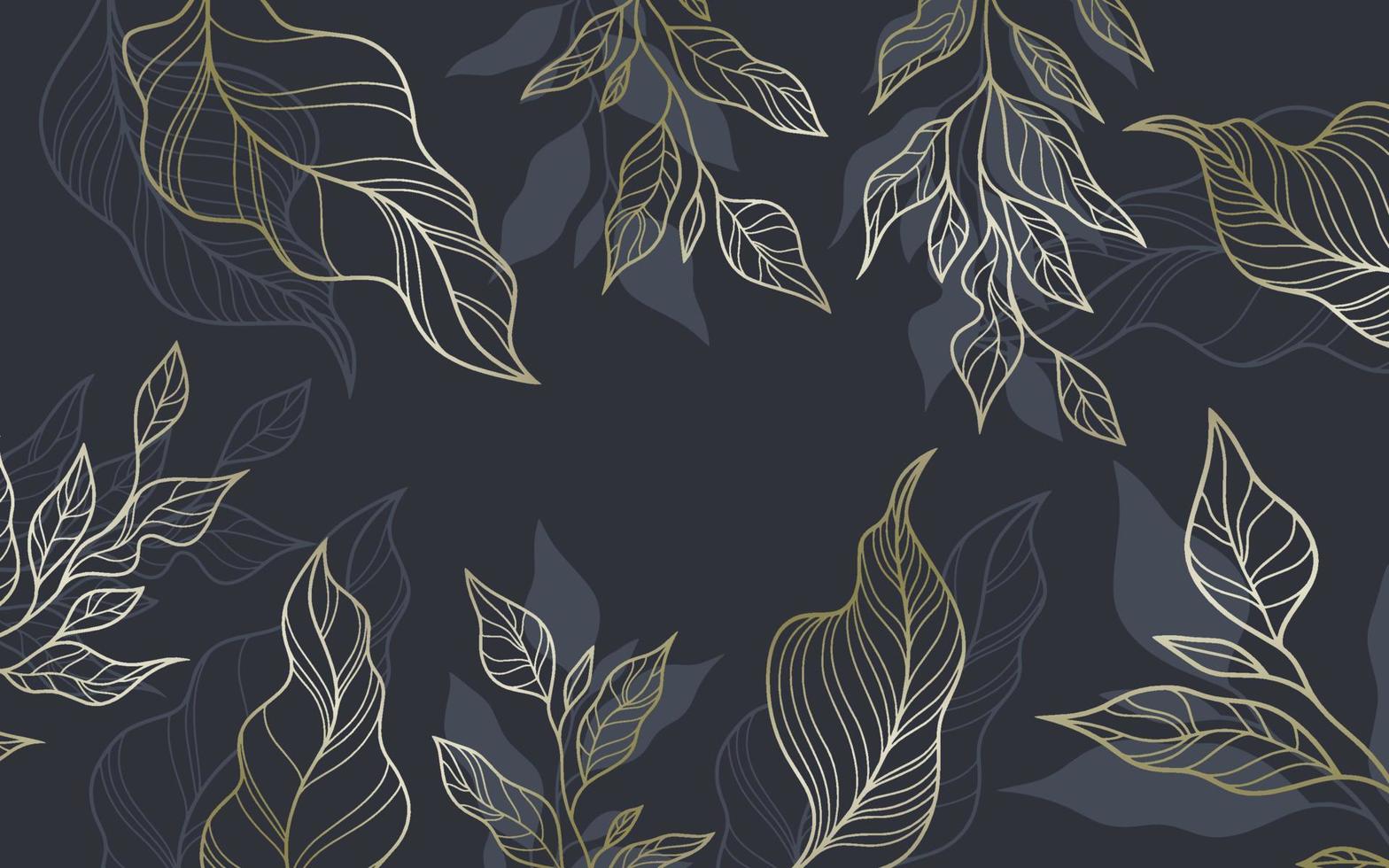 Hand drawn line Leaves art background vector