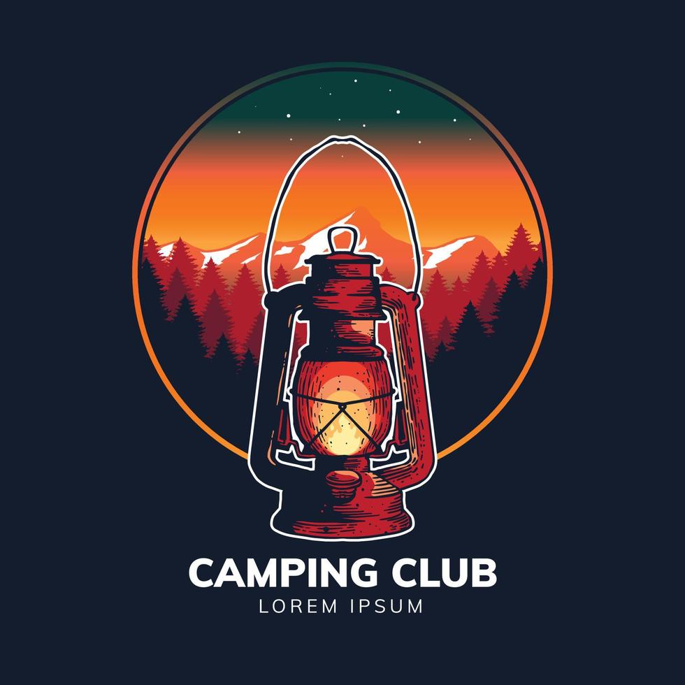 ilustración del club de camping para el diseño de camisetas vector