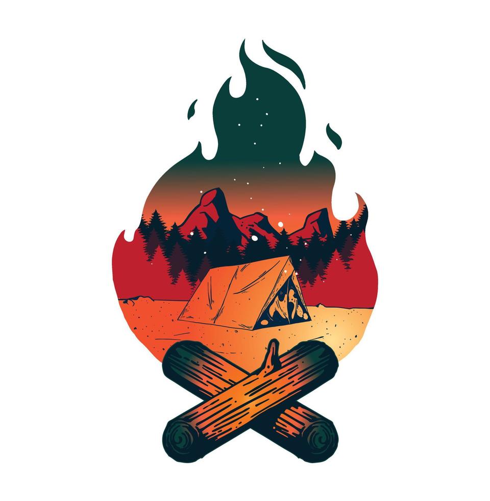 ilustración del club de camping para el diseño de camisetas vector