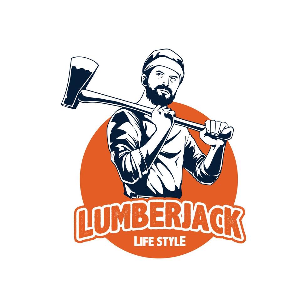 lumberjack hand drawn logo vector