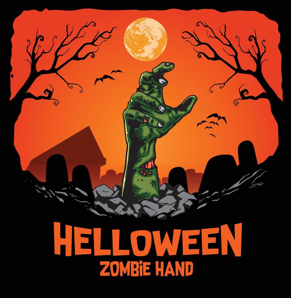 zombie hand out of grave illustration vector