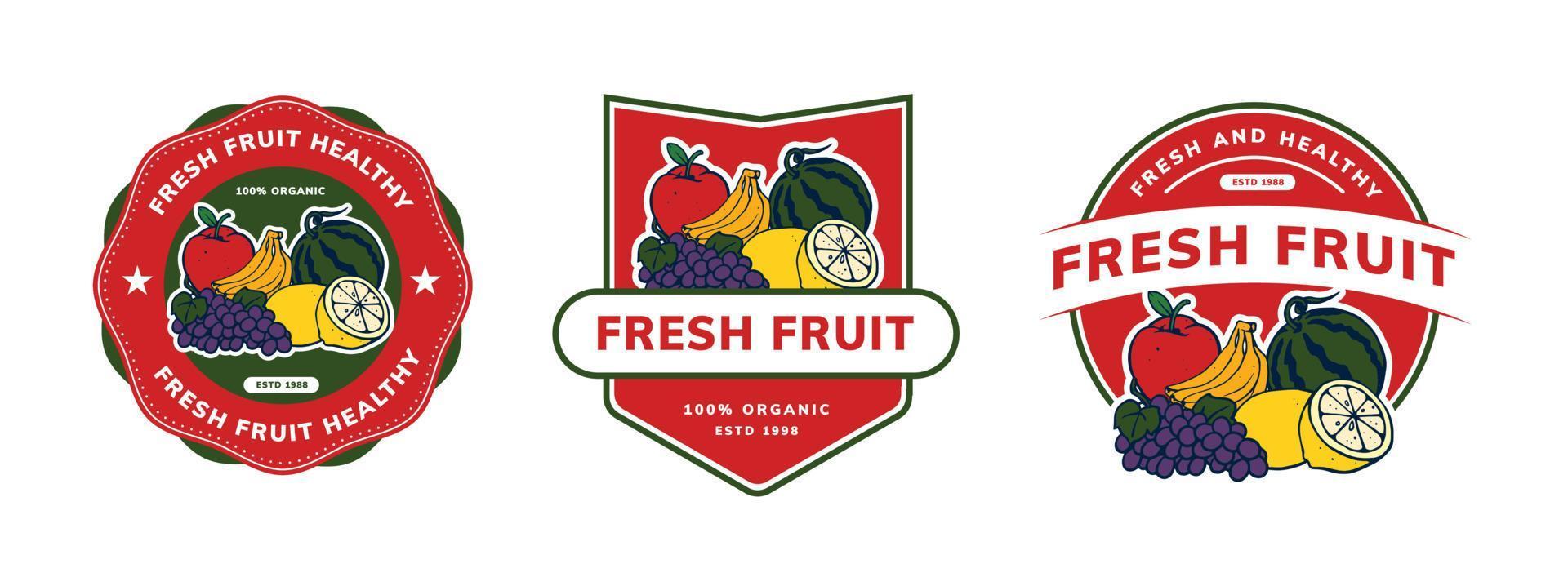 fruit set logo vector