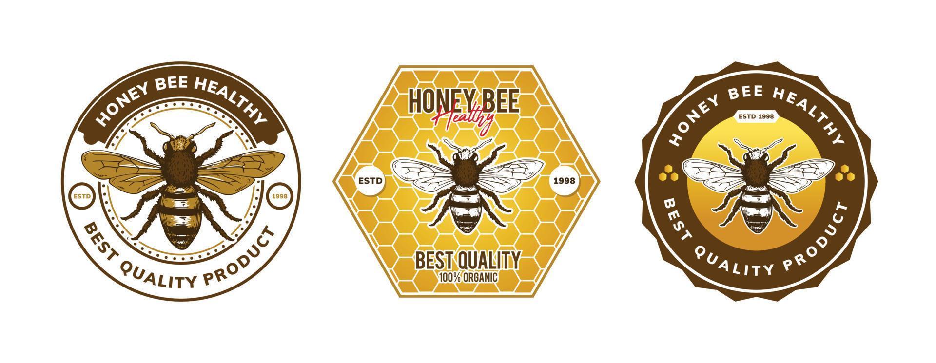 honey bee logo set design vector