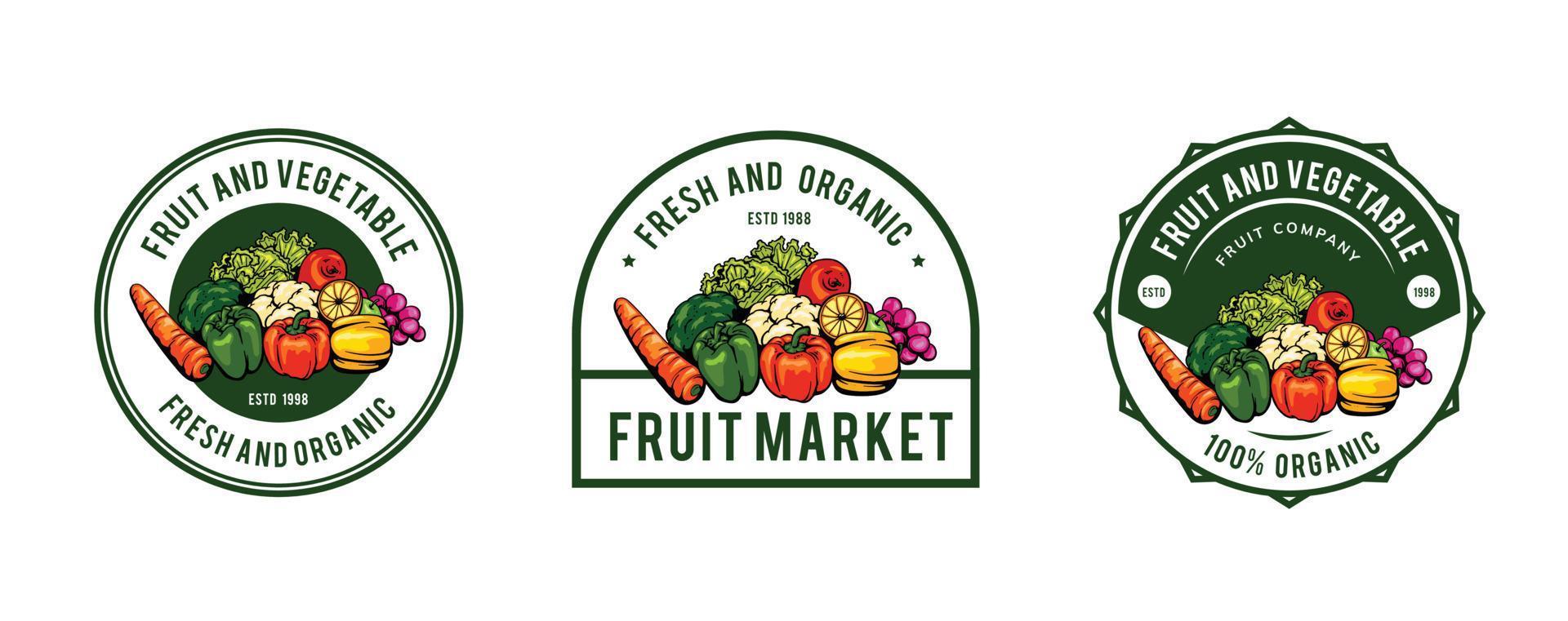 logotipo de frutas y verduras frescas vector