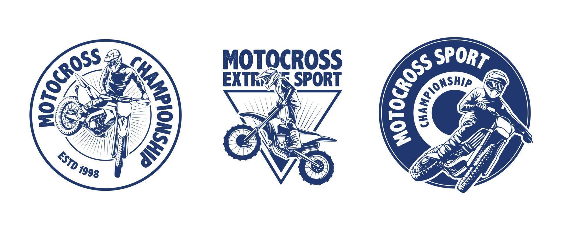 motorcross logo set design vector