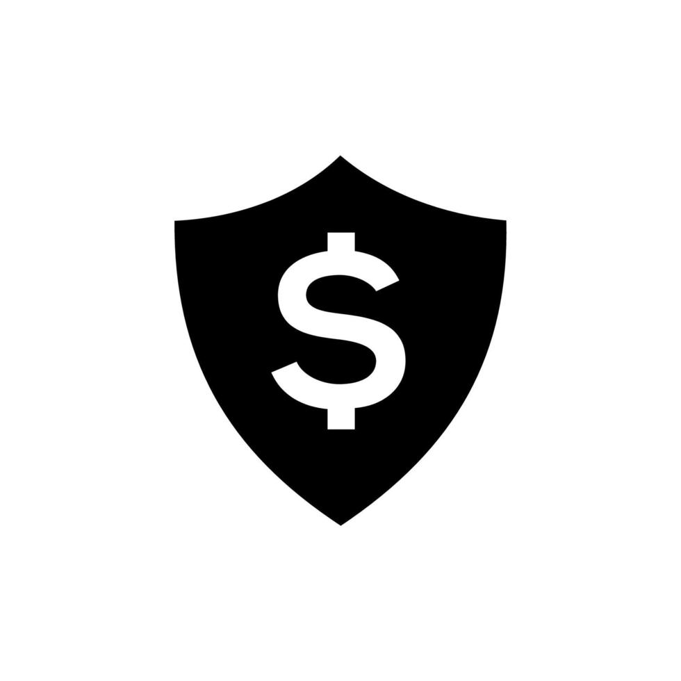 Shield icon with dollar symbol isolated on white background. Security shield protection. Money security concept. vector