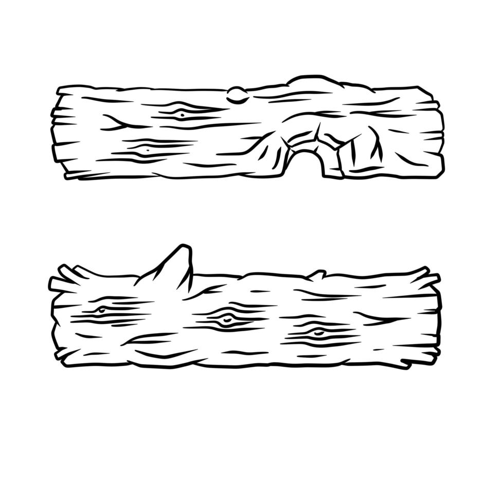 Vector Black and white sketch log. building material wood. a natural element.