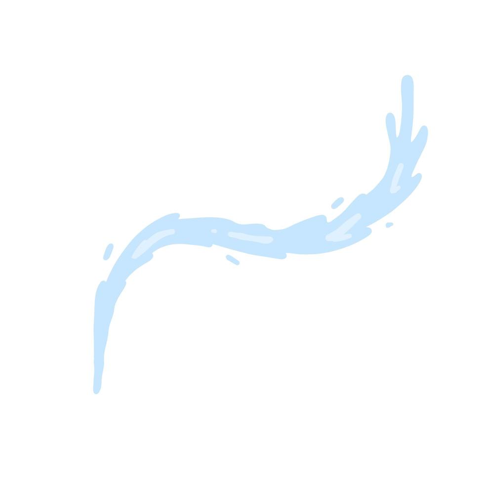 Jet of water. Abstract blue curved shape. Splash and spray liquid vector