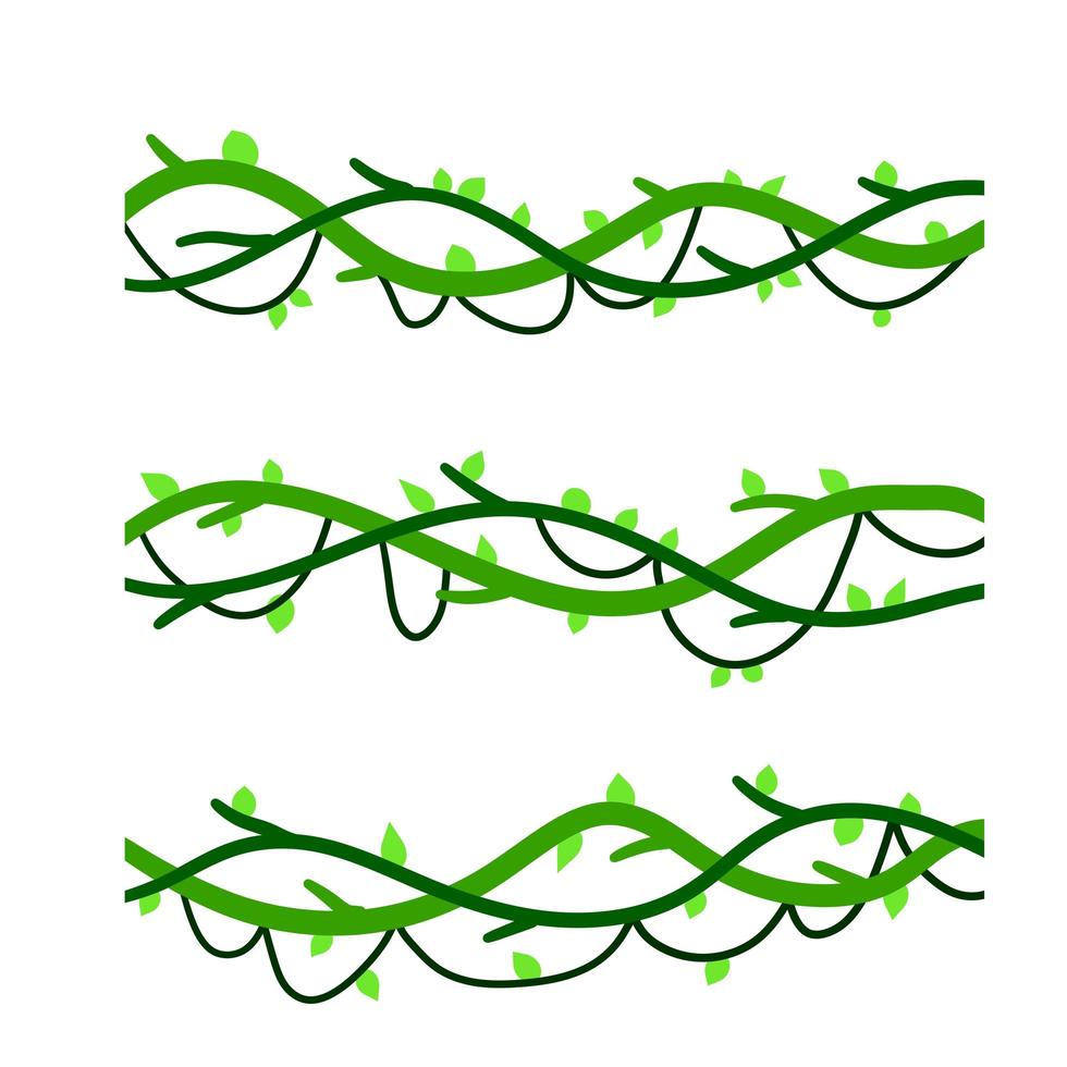 Set of branches with moss and green grass vector