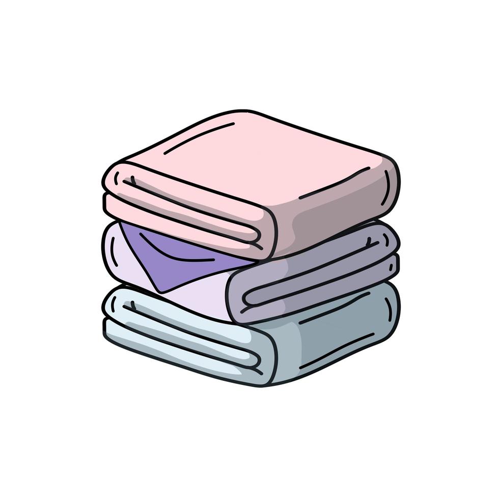 Folded towel or cloth. Stack of fabric. vector