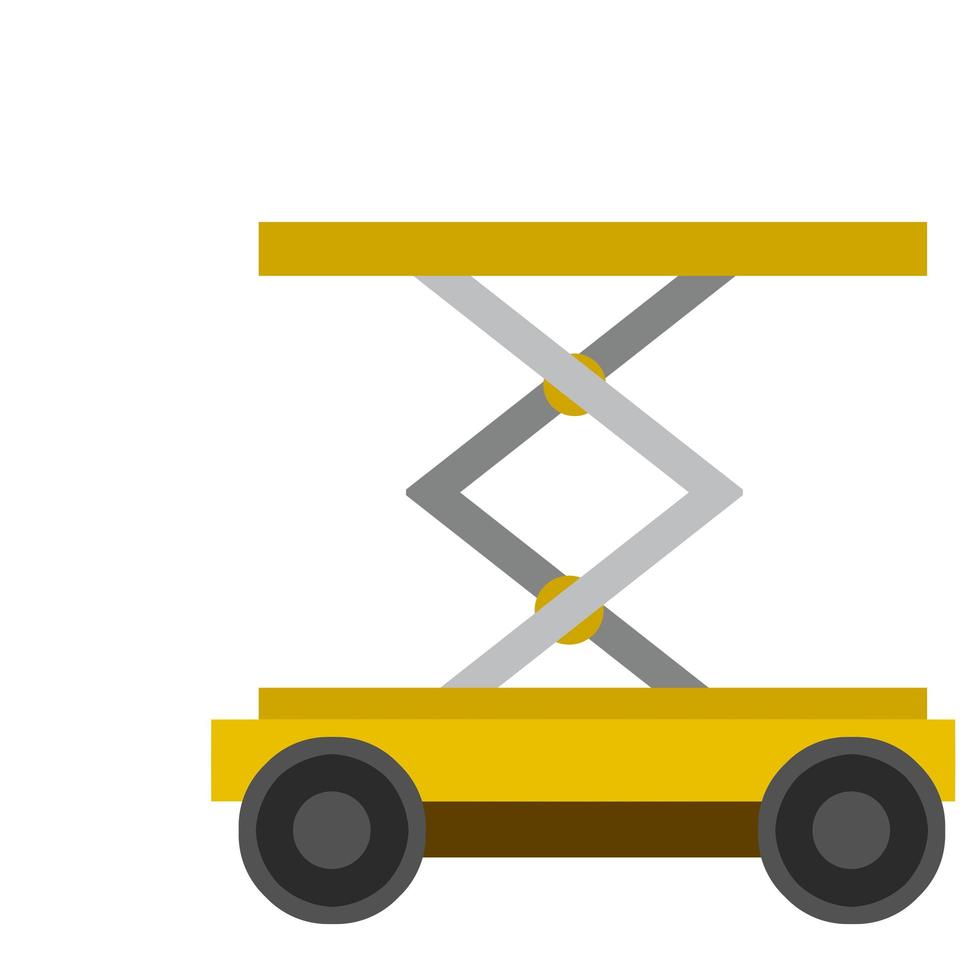 Lift on wheels. Warehouse cart. Storage element. Yellow mechanism vector