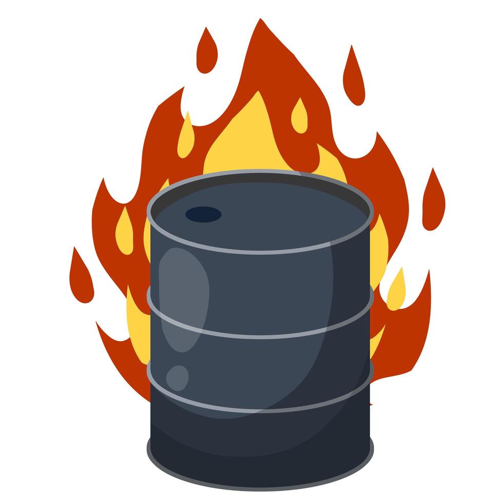 Barrel of oil. Burning fossil fuels. Petroleum packaging. vector