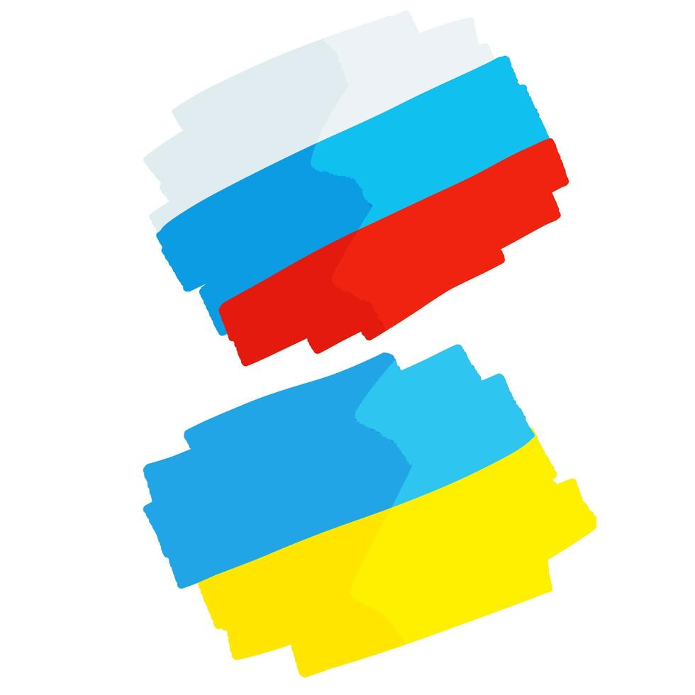 Flag of Russia and Ukraine. Eastern European States. vector