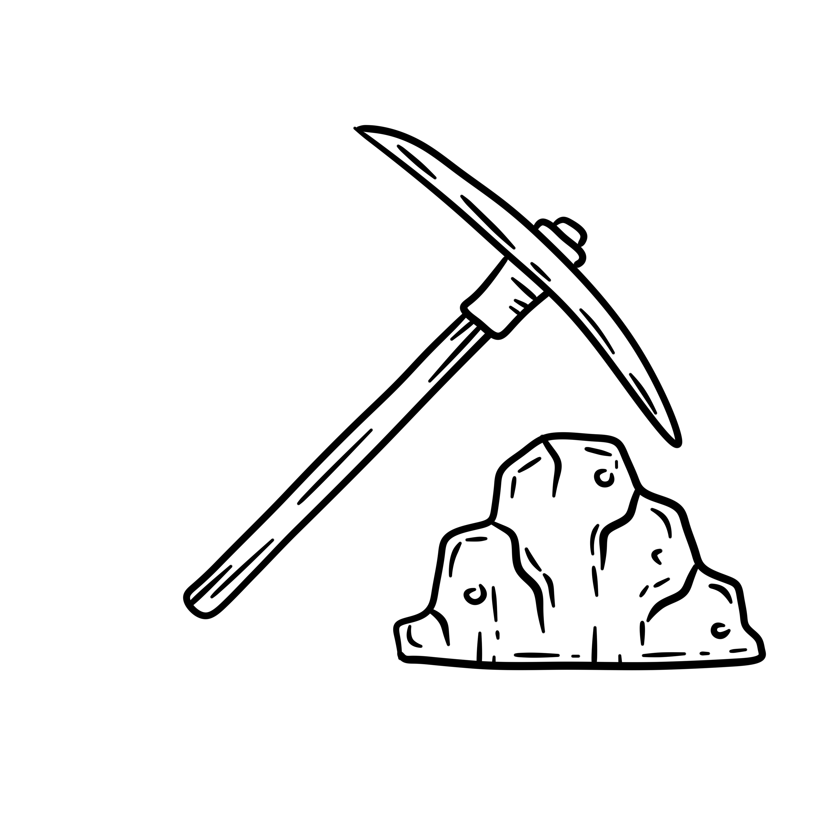 Ore mining. Pick and stone. Miner tool. Pile of minerals. 6389779