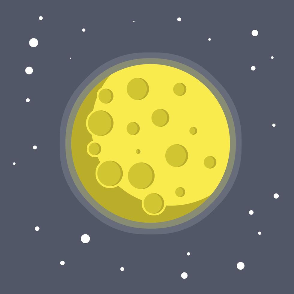 Moon in the starry sky. Astronomical satellite of the earth. vector