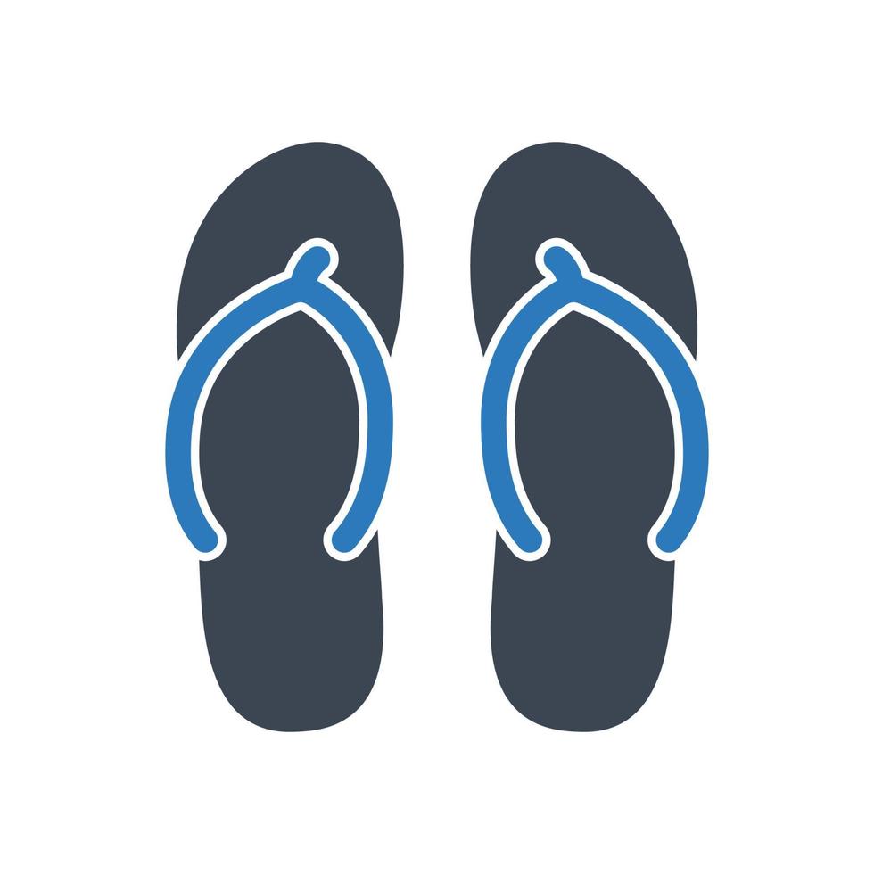 Footwear Slippers Flip Flop Icon, Beach thongs icon vector