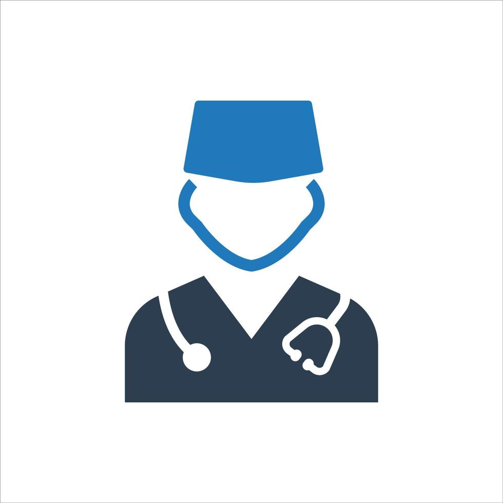 icono de cirujano, avatar médico cirujano con sombrero y máscara vector