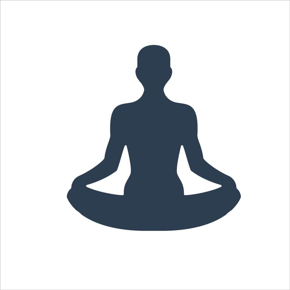 icono de yoga, meditación o icono de vector plano de meditación, icono de fitness de yoga