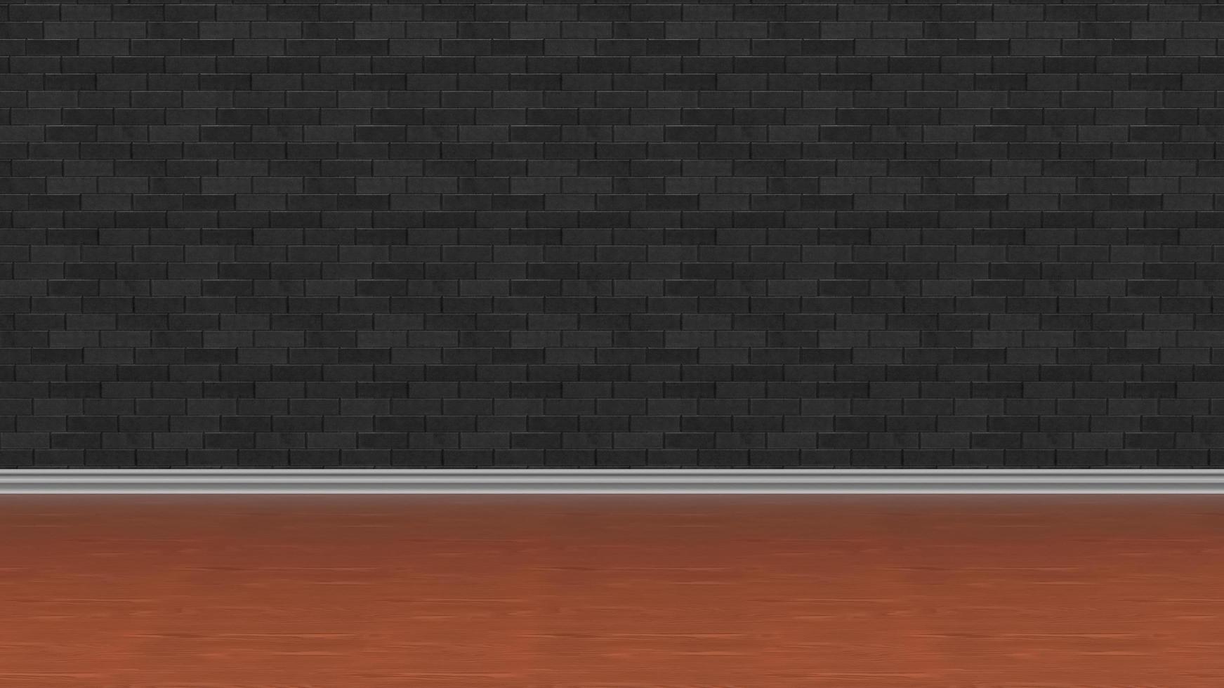 black wood floor brick wall background illustration 3d rendering photo