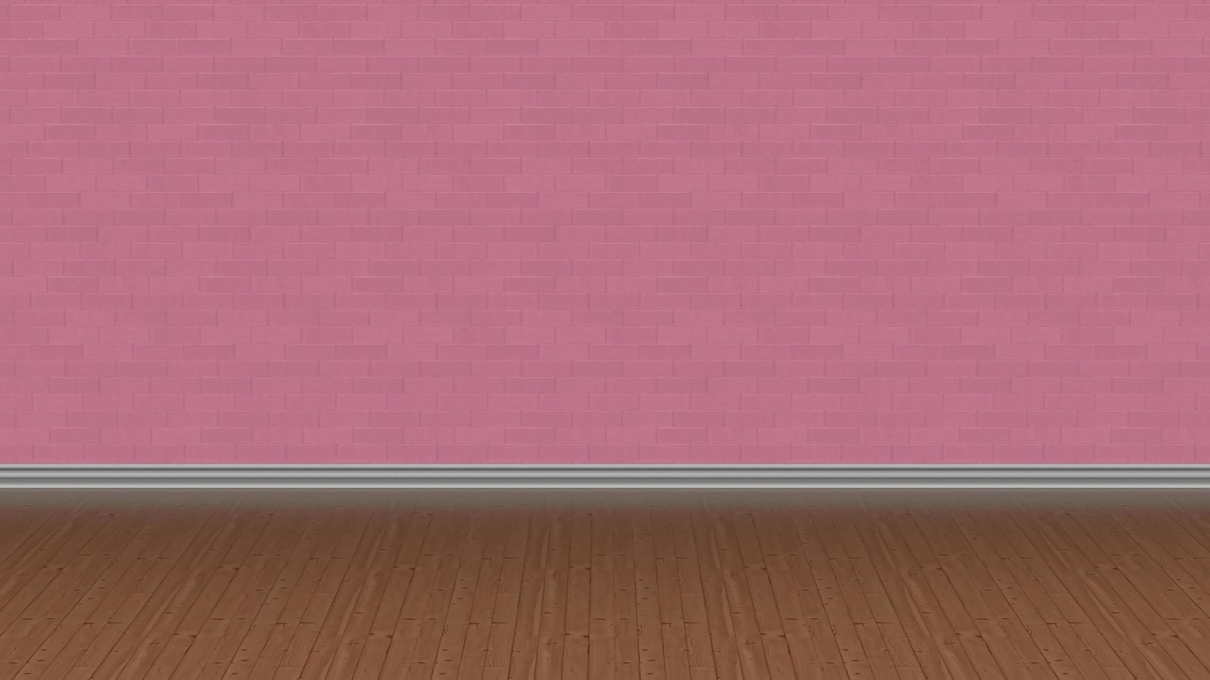 wood pink floor brick wall background illustration 3d rendering photo