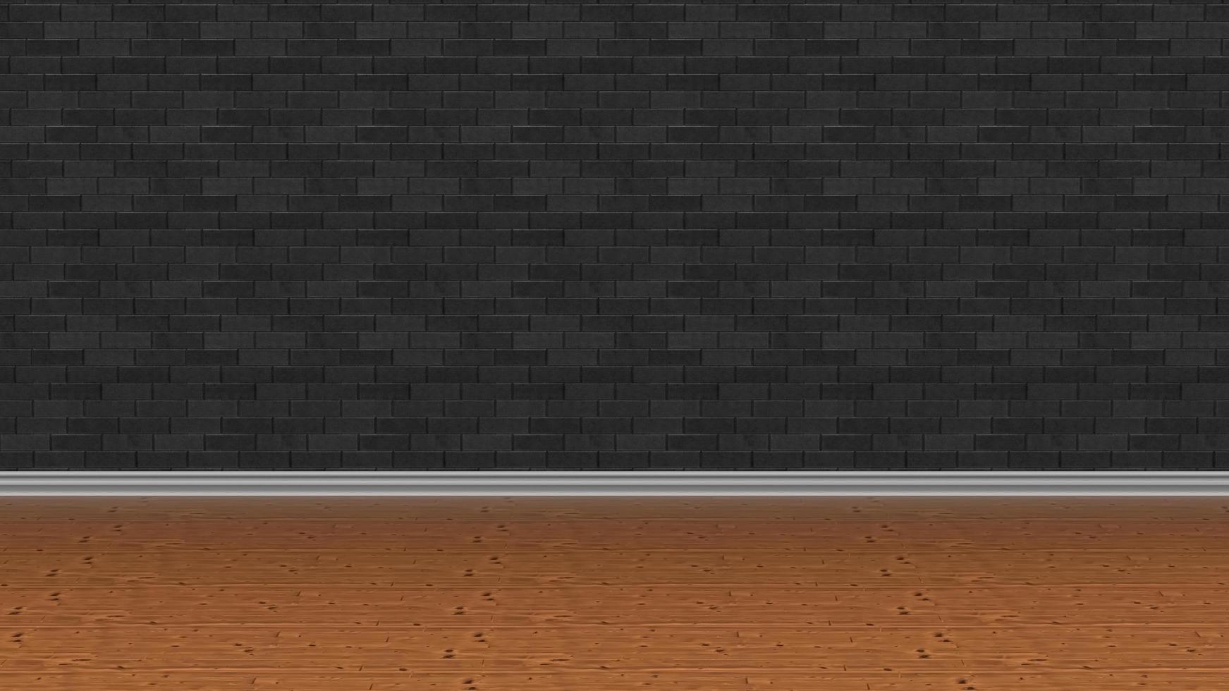 black wood floor brick wall background illustration 3d rendering photo