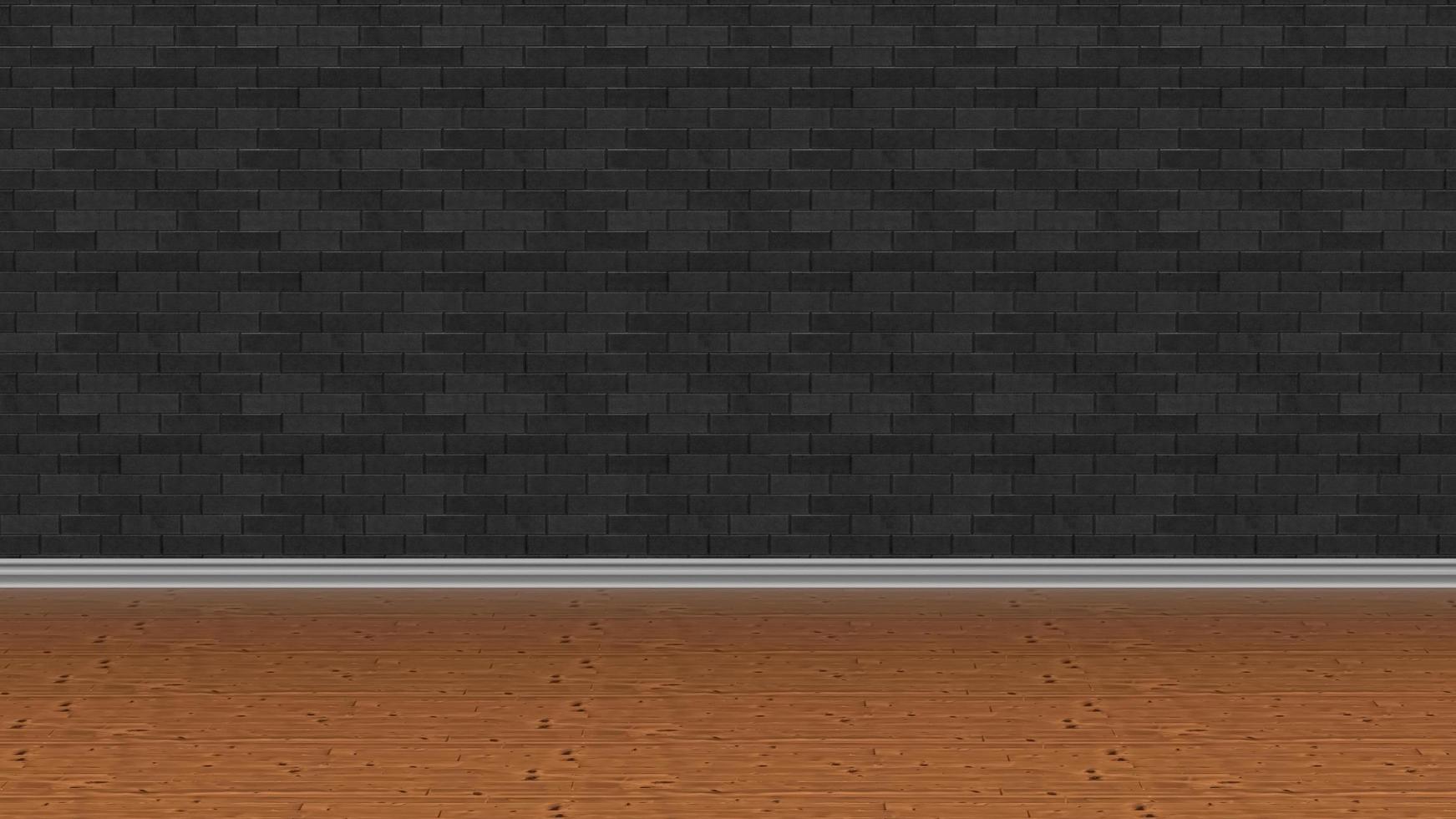 black wood floor brick wall background illustration 3d rendering photo