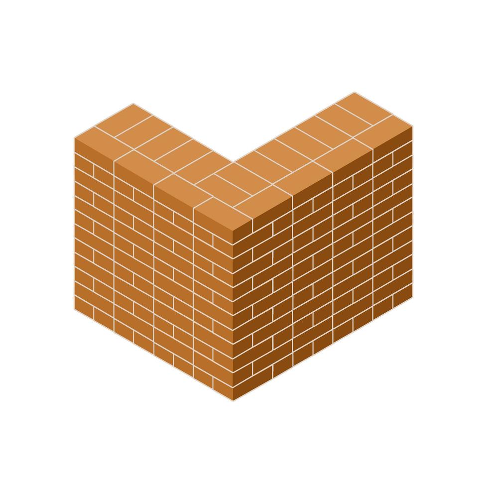 Red brick wall of house. Element of building construction. vector