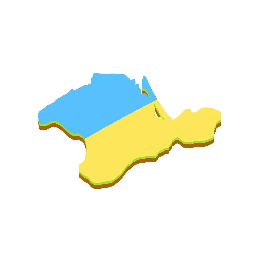 Map of the Crimean Peninsula. Ukraine flag. vector