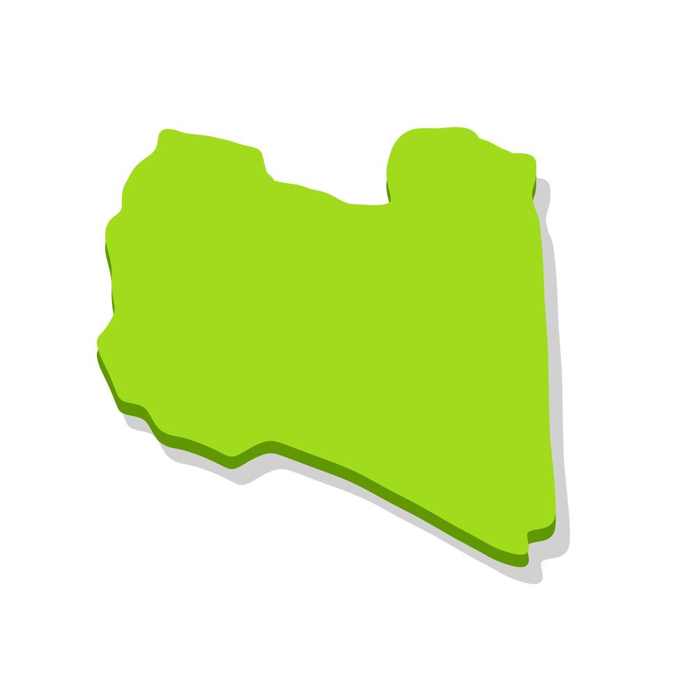 mapa de libia. fronteras de un estado en el norte de África. Area verde. vector