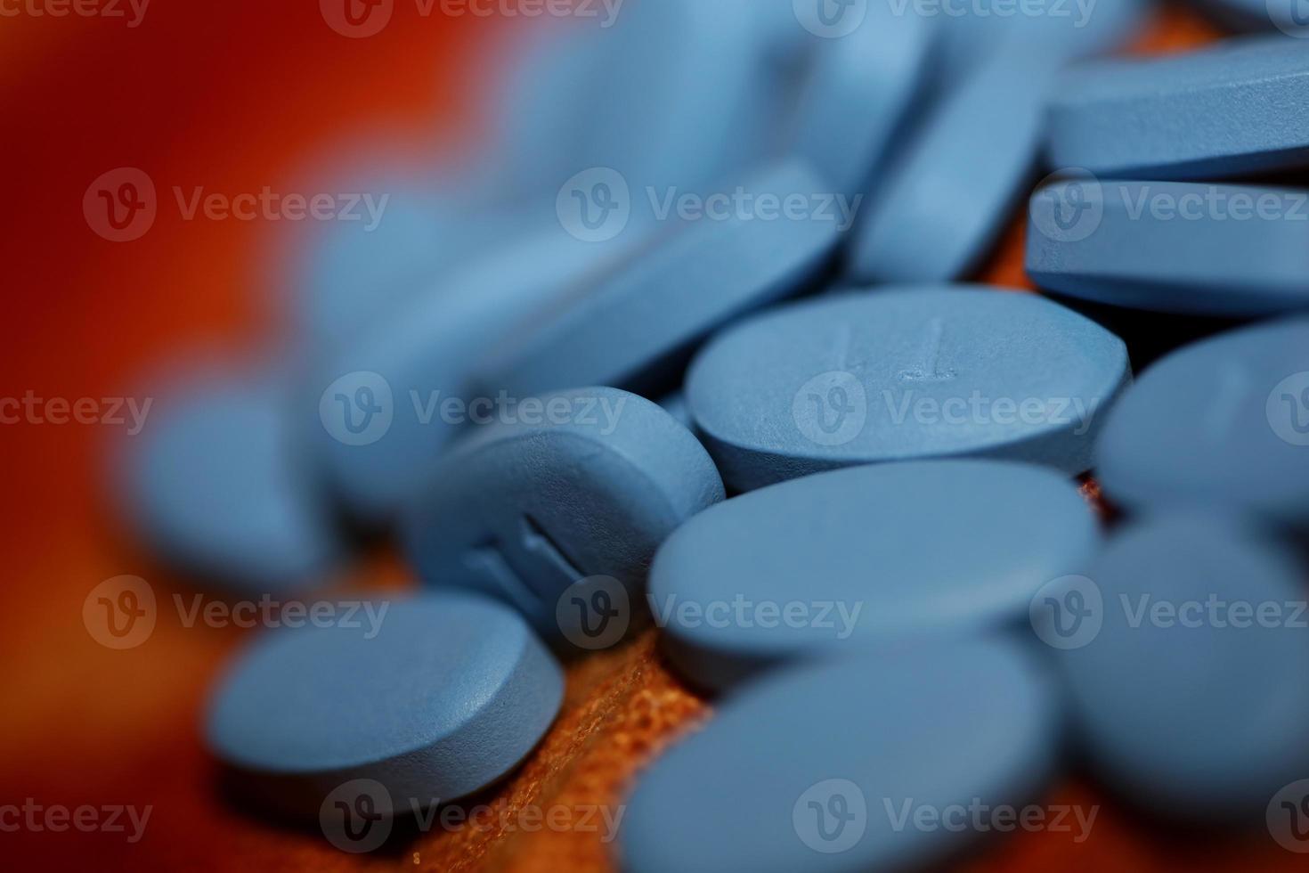 píldoras médicas azules fondo de primer plano impresión de gran tamaño de alta calidad foto