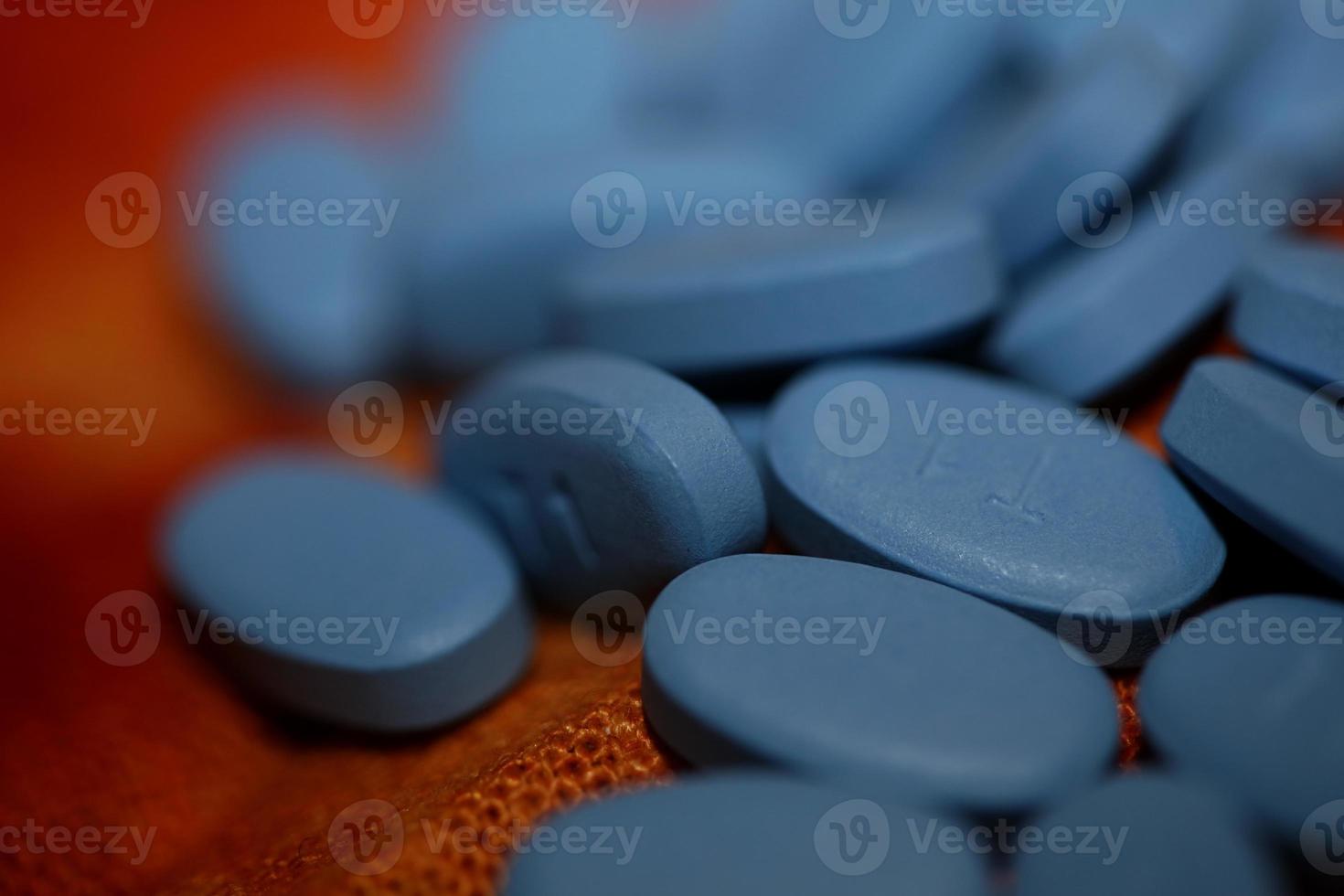 Blue medical pills close up background high quality big size print photo