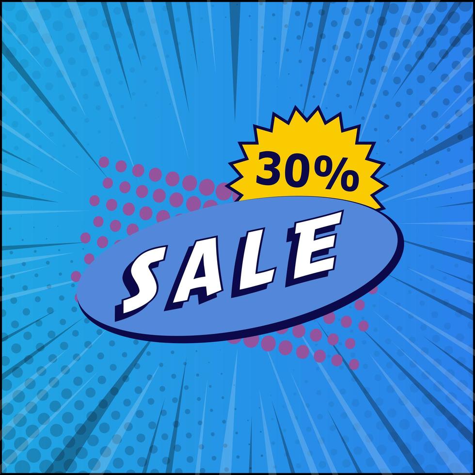 Comic zoom web banner, business card, SALE 30 percent template - Vector