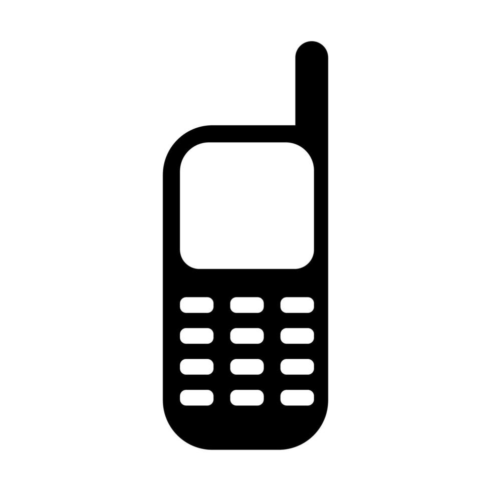 vector de icono de teléfono celular vintage con teclado simple aislado