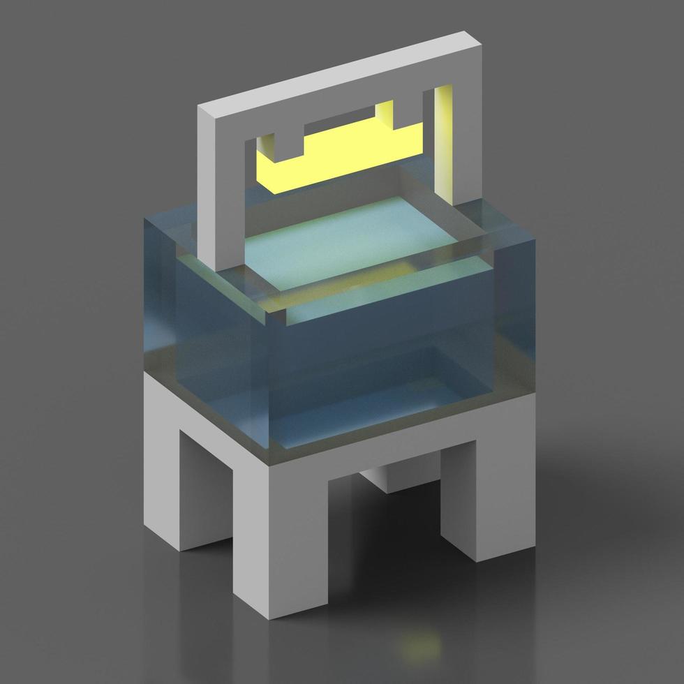 3D rendering of mini Aquarium with top lamp photo