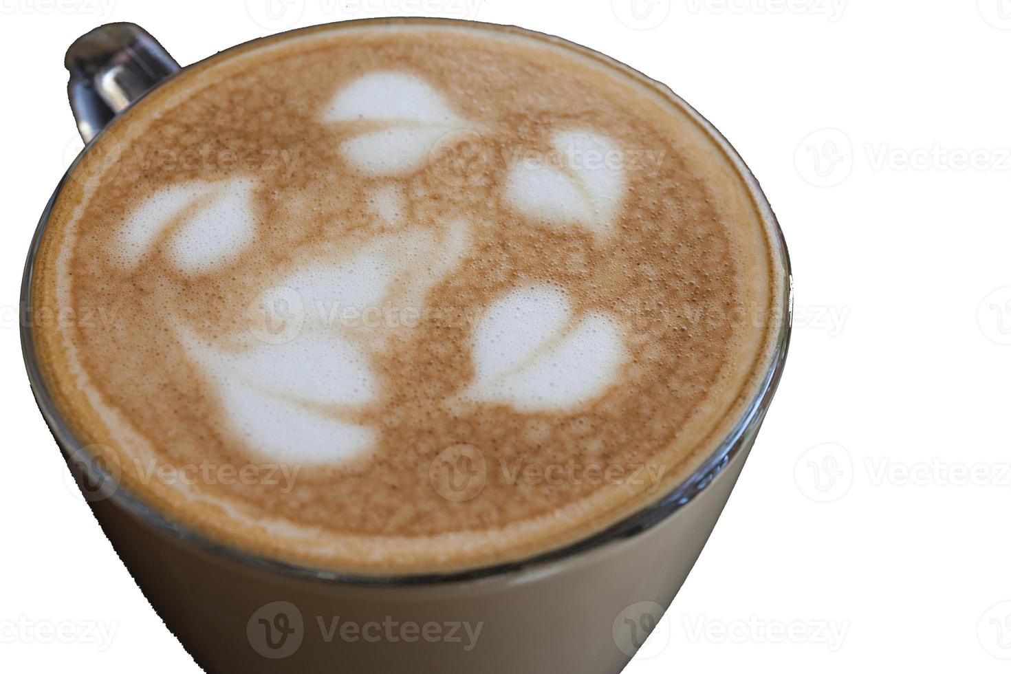 Close-up of cappuccino foam on white background photo